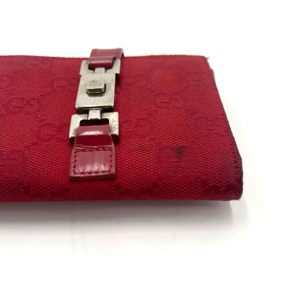 Authentic Gucci Jackie GG Canvas/Leather Compact Wallet Red Silver Closure w/COA - Picture 4 of 15